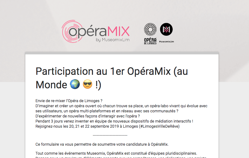 Ouverture des candidatures pour OpéraMix !!